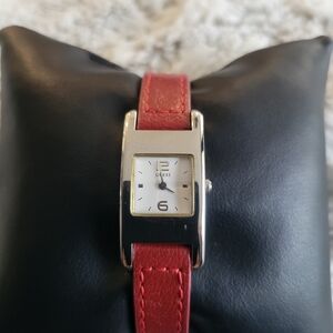 Guess Red Leather Strap Watch